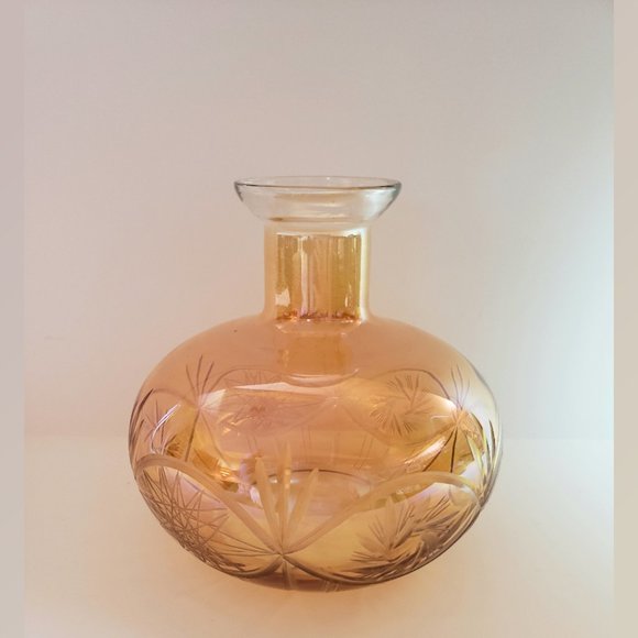 Dining Depression Cut Glass Peach Iridescent Decanter Poshmark